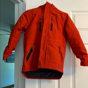 Lands' End Orange Puffer Jacket with Water-Resistant Sheen
